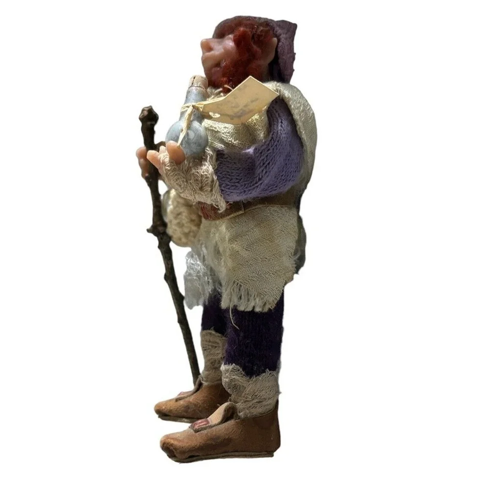 Handmade Artisan Hobbit Elf Troll Gnome Doll Make A Wish Bottle 6.5”